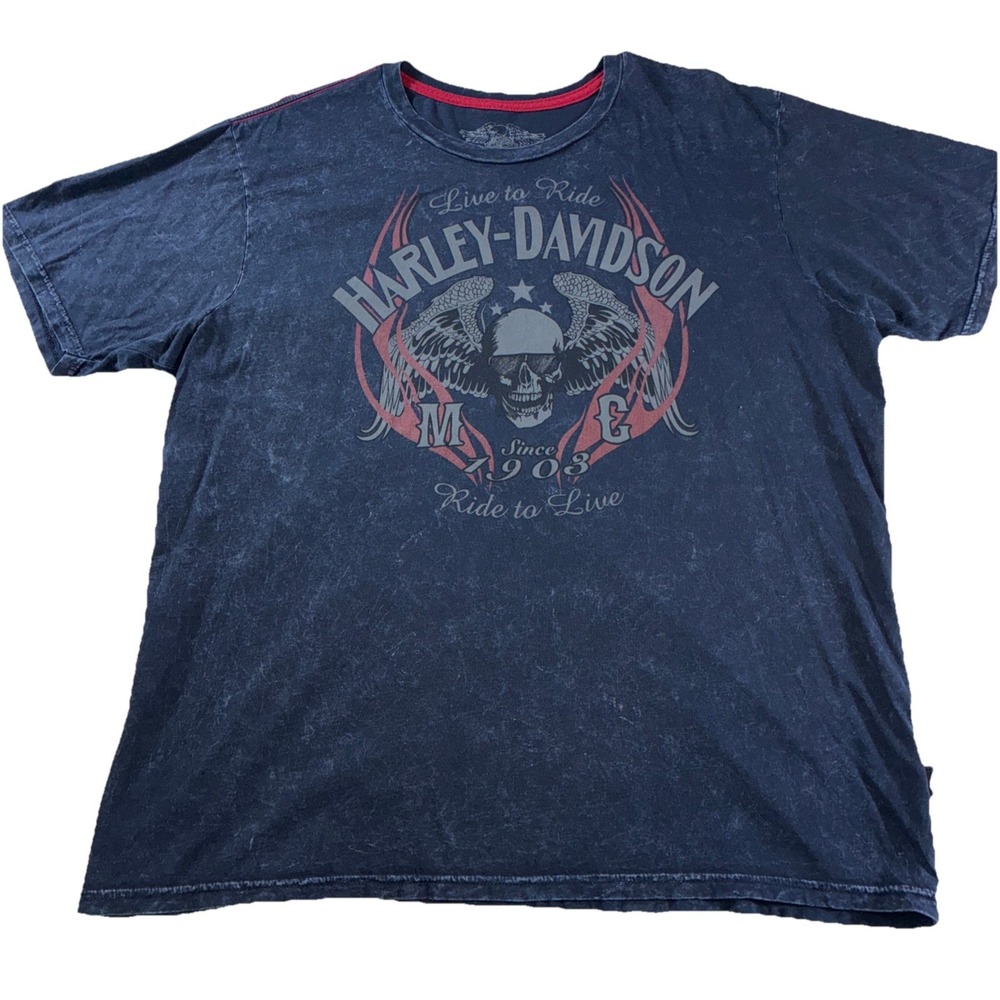 Harley Davidson Flying Skull Stone Wash Design Men's 3XL Motorcycle